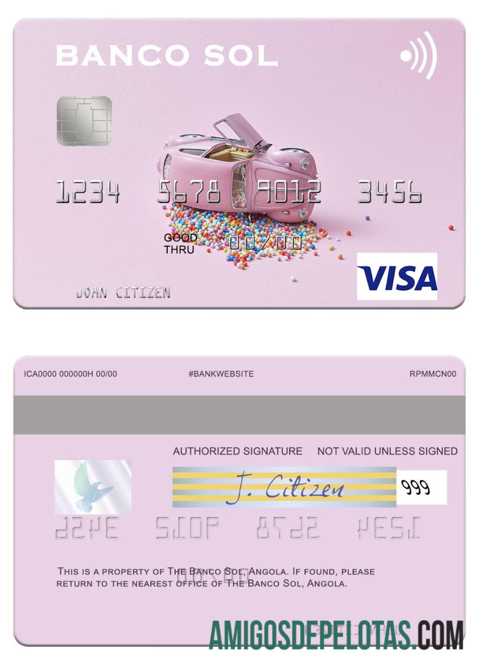 Angola Banco Sol Visa Card exemplo real